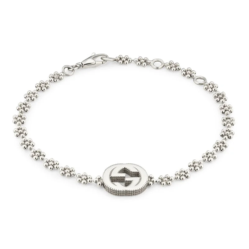 Gucci Interlocking Motif Sterling Silver Bracelet