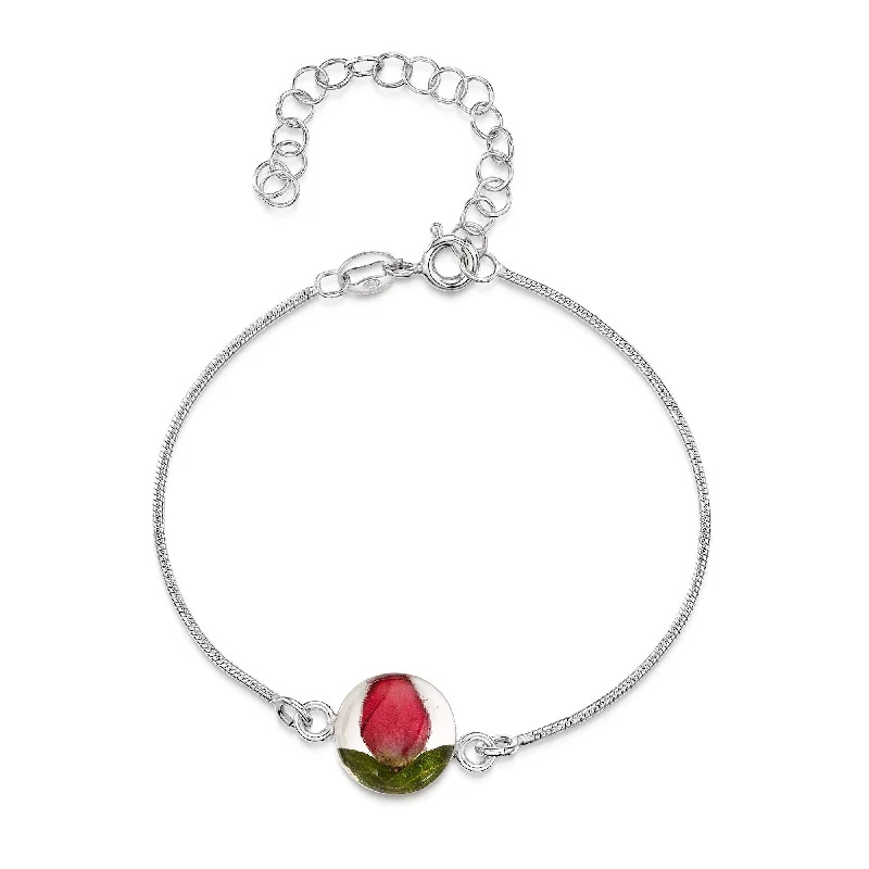 Shrieking Violet Sterling Silver Rose Round Charm Bracelet