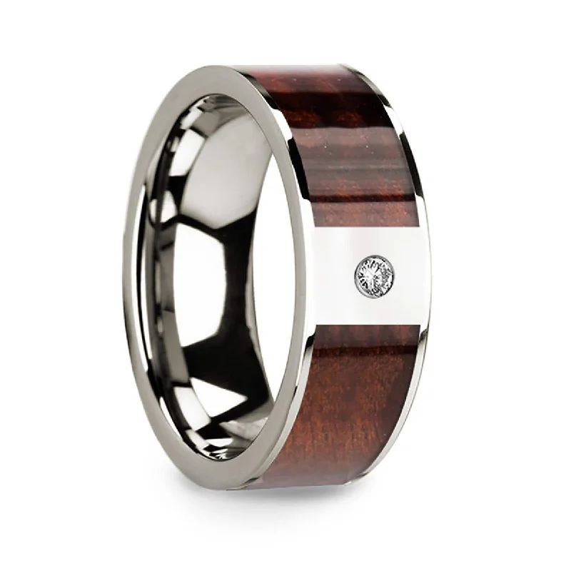 Men's anchor - themed rings for a nautical lookThorsten Redwood Inlay 14k White Gold Wedding Ring with Diamond Center - 8mm Men's anchor - themed rings for a nautical lookThorsten Redwood Inlay 14k White Gold Wedding Ring with Diamond Center - 8mm