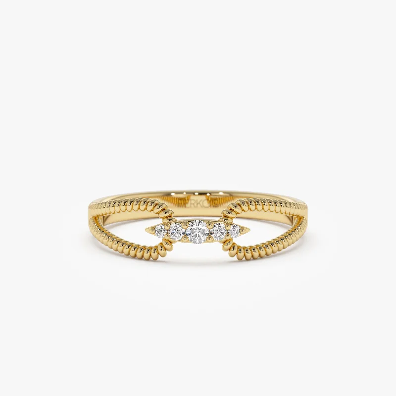 Tennis - Style Women's Diamond Rings with a Continuous Row of Diamonds for a Classic and Versatile Look14k Unique Diamond Statement Ring w/ Double Rope Band Tennis - Style Women's Diamond Rings with a Continuous Row of Diamonds for a Classic and Versatile Look14k Unique Diamond Statement Ring w/ Double Rope Band