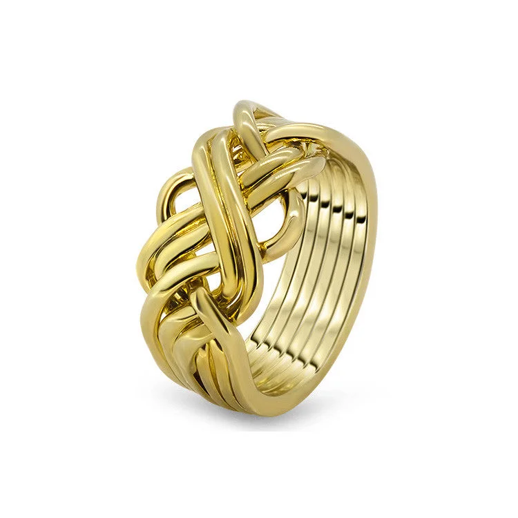 Puzzle rings with a frog pattern for good luck and new beginningsMens Gold 6AWB-M