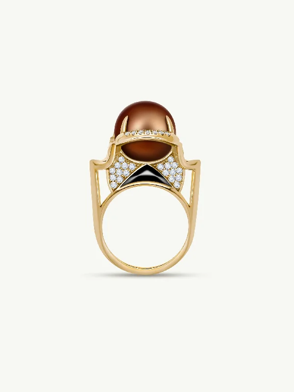 Stackable Gemstone Rings for Women in Amethyst, Sapphire, and EmeraldIsis Goddess Ring With Japanese Akoya Chocolate Pearl & Pavé-Set Brilliant White Diamonds In 18K Yellow Gold Stackable Gemstone Rings for Women in Amethyst, Sapphire, and EmeraldIsis Goddess Ring With Japanese Akoya Chocolate Pearl & Pavé-Set Brilliant White Diamonds In 18K Yellow Gold