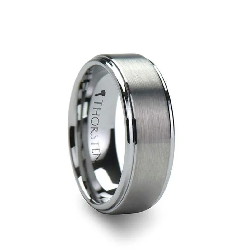 Men's Viking - inspired rings with ancient symbolsThorsten OPTIMUS Raised Center with Brush Finish Tungsten Ring - 4mm - 12mm Men's Viking - inspired rings with ancient symbolsThorsten OPTIMUS Raised Center with Brush Finish Tungsten Ring - 4mm - 12mm