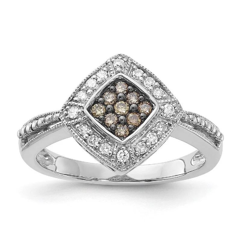 Three - Stone Women's Diamond Rings Symbolizing Past, Present, and Future with Emerald - Cut DiamondsCurata 925 Sterling Silver Open back Champagne Diamond and Small Diamond Shape Ring Three - Stone Women's Diamond Rings Symbolizing Past, Present, and Future with Emerald - Cut DiamondsCurata 925 Sterling Silver Open back Champagne Diamond and Small Diamond Shape Ring