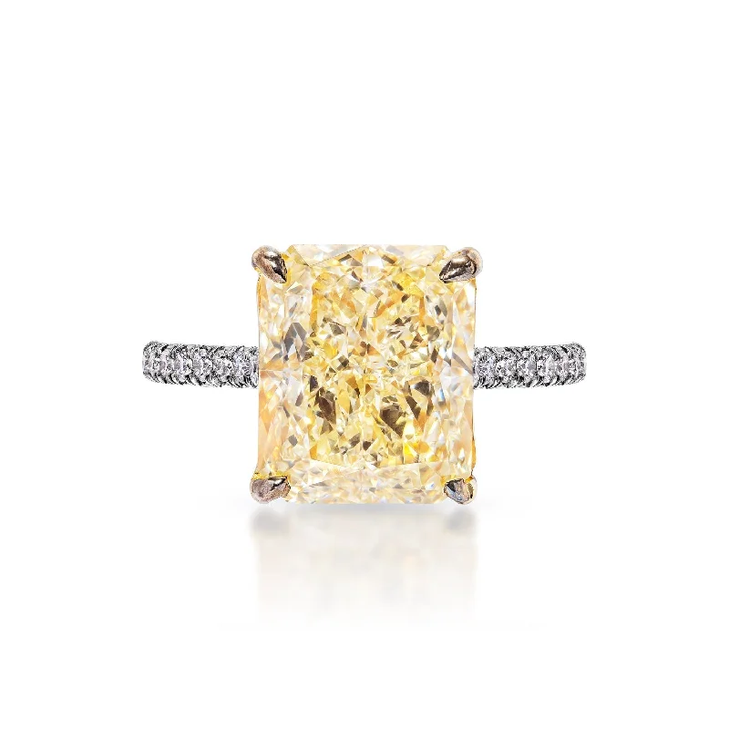 Three - Stone Women's Diamond Rings Symbolizing Past, Present, and Future with Emerald - Cut DiamondsAaliyah 7 Carats W-X VS1 Radiant Cut Diamond Engagement Ring in Platinum Three - Stone Women's Diamond Rings Symbolizing Past, Present, and Future with Emerald - Cut DiamondsAaliyah 7 Carats W-X VS1 Radiant Cut Diamond Engagement Ring in Platinum