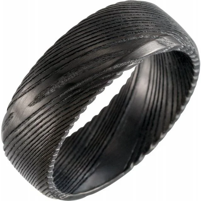 Men's lightweight rings for all - day comfortBlack Damascus Steel 8 mm Patterned Band Men's lightweight rings for all - day comfortBlack Damascus Steel 8 mm Patterned Band