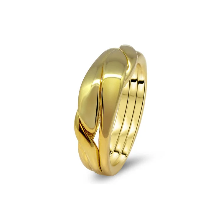 Puzzle rings with a tree of life pattern for a spiritual meaningUnisex Gold 3WBD-U