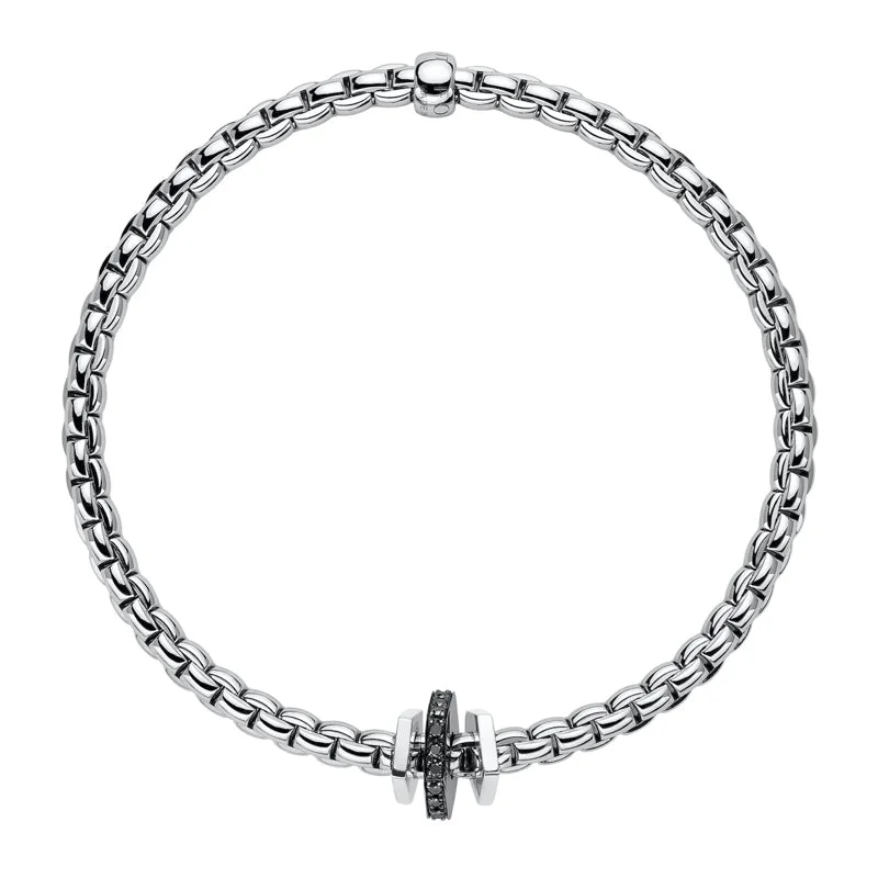 Fope Eka 18ct White Gold 0.16ct Diamond Black Rhodium Rondelle Bracelet