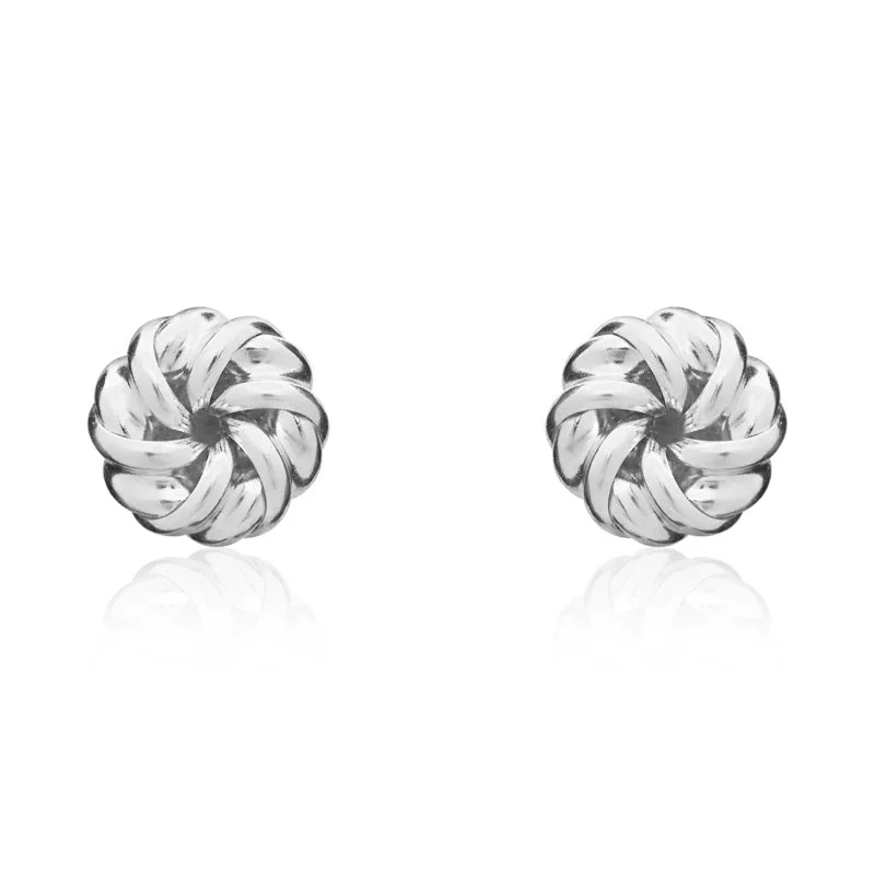 9ct White Gold 6mm Looped Knot Stud Earrings