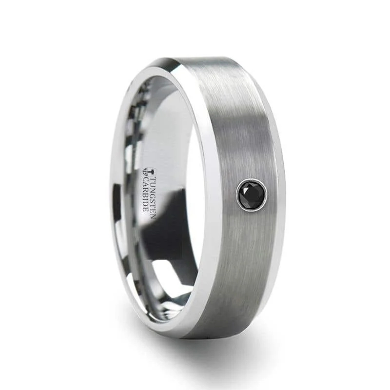 Men's silicone fitness rings for active lifestylesThorsten LYSANDRA Black Diamond Brushed Tungsten Wedding Band with Polished Beveled Edges - 6mm & 8mm Men's silicone fitness rings for active lifestylesThorsten LYSANDRA Black Diamond Brushed Tungsten Wedding Band with Polished Beveled Edges - 6mm & 8mm