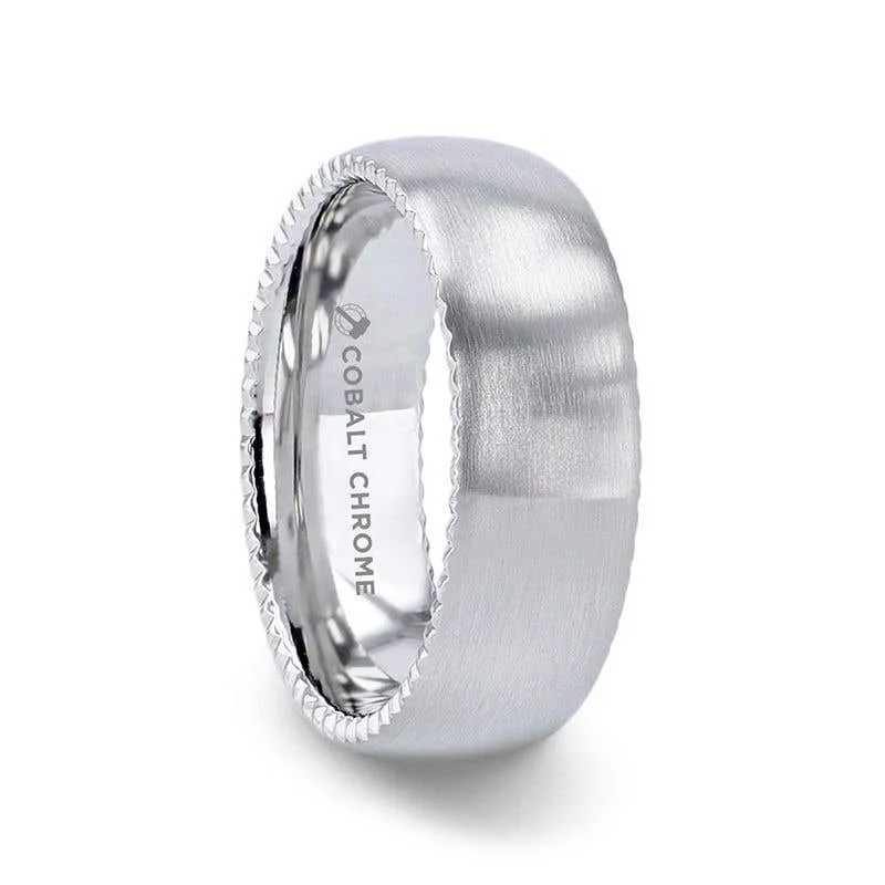 Men's animal - print rings with leopard or snake patternsThorsten DYNAMO Domed Brushed Finish Cobalt Men's Wedding Ring With Rope Patterned Edges - 8mm Men's animal - print rings with leopard or snake patternsThorsten DYNAMO Domed Brushed Finish Cobalt Men's Wedding Ring With Rope Patterned Edges - 8mm