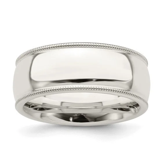 Men's sapphire - set rings for a royal blue hueSterling Silver 8mm Milgrain Comfort Fit Band Men's sapphire - set rings for a royal blue hueSterling Silver 8mm Milgrain Comfort Fit Band