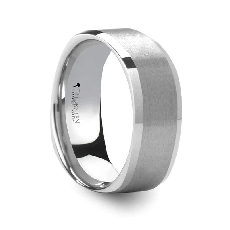 Men's stainless - steel promise rings with a matte finishSTERLING Square Shape White Tungsten Carbide Ring Men's stainless - steel promise rings with a matte finishSTERLING Square Shape White Tungsten Carbide Ring