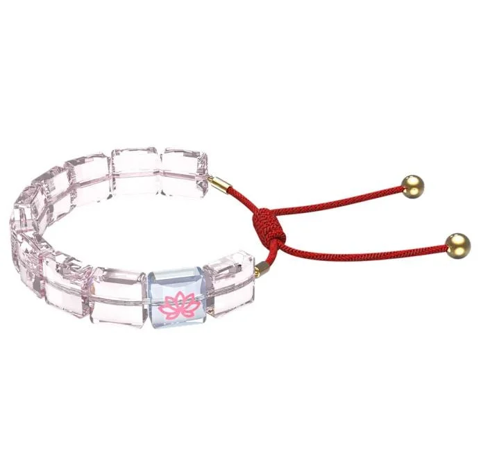 Swarovski Letra Lotus Pink Crystal Gold Tone Adjustable Cord Bracelet
