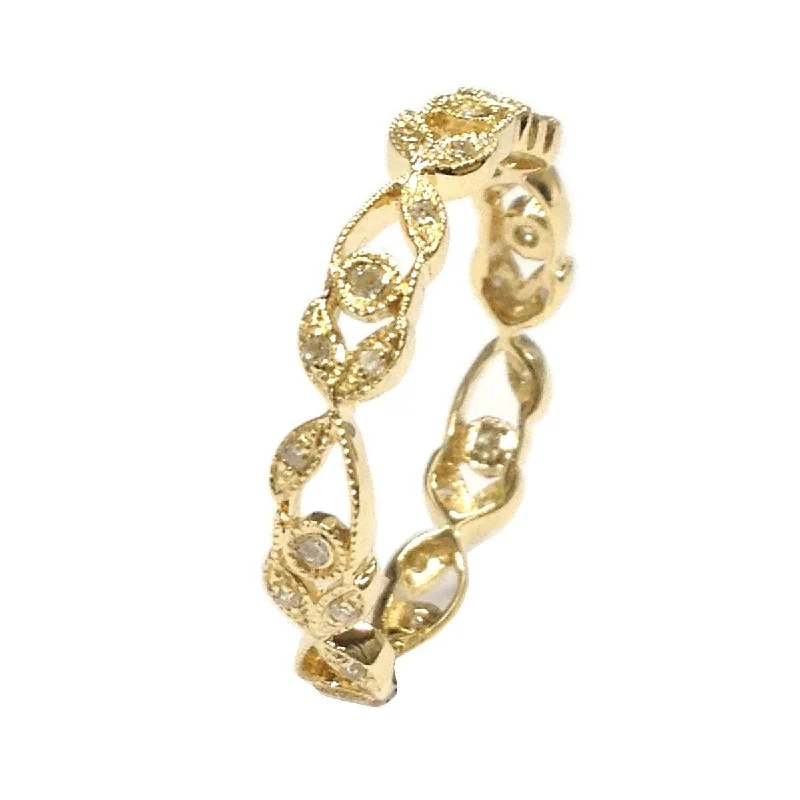 Art deco - style anniversary rings with geometric patternsFloral Leaf Eternity Diamond Wedding Band Anniversary Ring 14K Yellow Gold Art deco - style anniversary rings with geometric patternsFloral Leaf Eternity Diamond Wedding Band Anniversary Ring 14K Yellow Gold