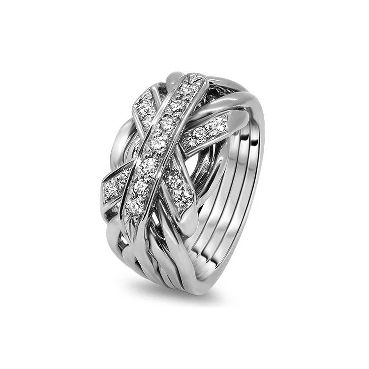 Sterling silver puzzle rings featuring zodiac symbolsMens Platinum Diamond 7JG-MD