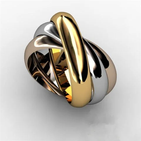 Puzzle rings with a horseshoe design for good luck14K Solid Gold Tricolor THICK Rolling Ring - 3B3CTHICK Puzzle rings with a horseshoe design for good luck14K Solid Gold Tricolor THICK Rolling Ring - 3B3CTHICK