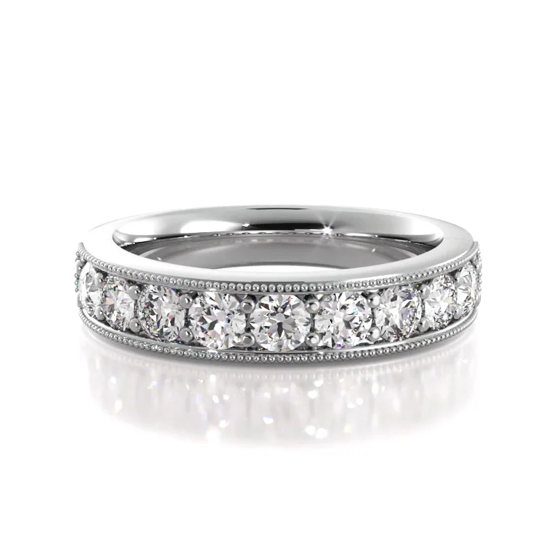 Heart - Shaped Women's Diamond Rings in Rose Gold for a Romantic and Symbolic Gift1.0 ct Round Diamond Milgrain Accent Wedding Band Heart - Shaped Women's Diamond Rings in Rose Gold for a Romantic and Symbolic Gift1.0 ct Round Diamond Milgrain Accent Wedding Band