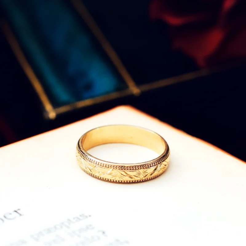 Boho - Style Women's Rings with Turquoise and Leather AccentsVintage Size 'K and a half' / '5.5' 9CT Gold Band Boho - Style Women's Rings with Turquoise and Leather AccentsVintage Size 'K and a half' / '5.5' 9CT Gold Band