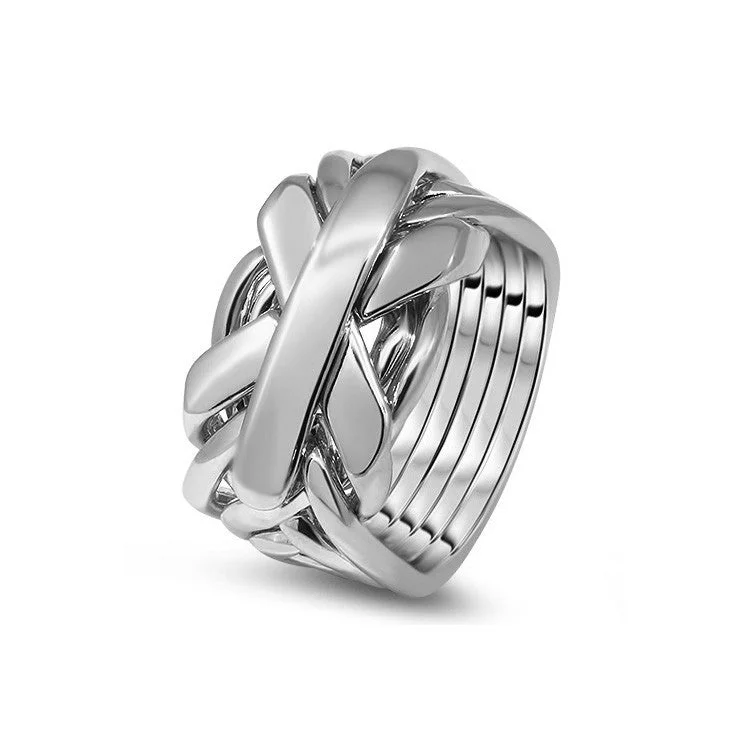 Puzzle rings with a sunflower pattern for a cheerful vibeMens Platinum 7JG-M