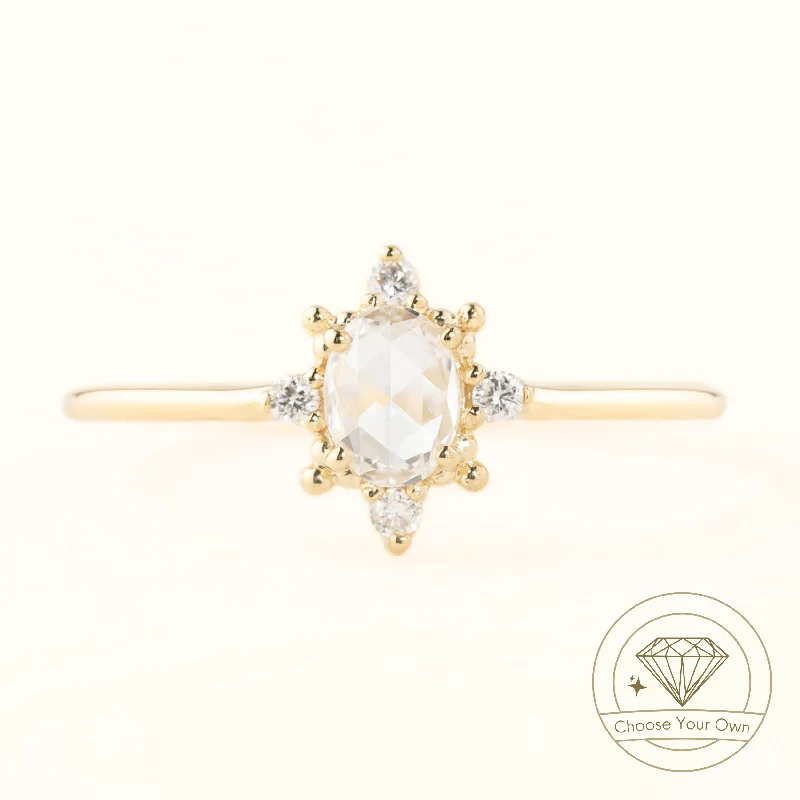 Heart - Shaped Women's Diamond Rings in Rose Gold for a Romantic and Symbolic GiftVictoria Ring, Oval Rose Cut Diamond Heart - Shaped Women's Diamond Rings in Rose Gold for a Romantic and Symbolic GiftVictoria Ring, Oval Rose Cut Diamond