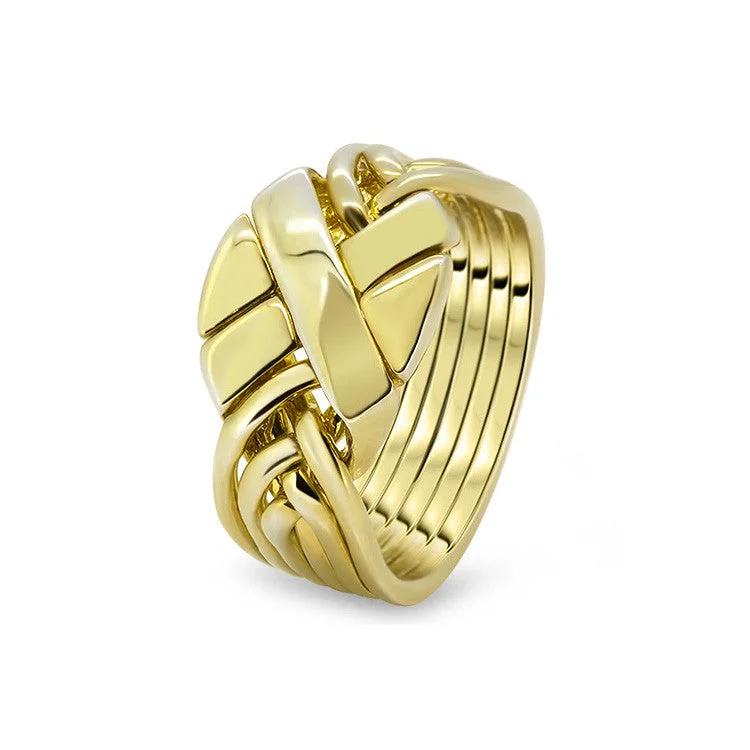 Puzzle rings with a snake pattern for transformation and wisdomMens Gold 6APC-M