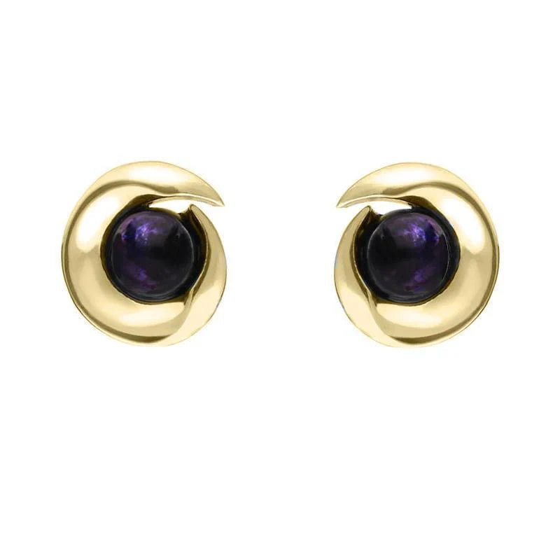 9ct Yellow Gold Blue John Spiral Stud Earrings