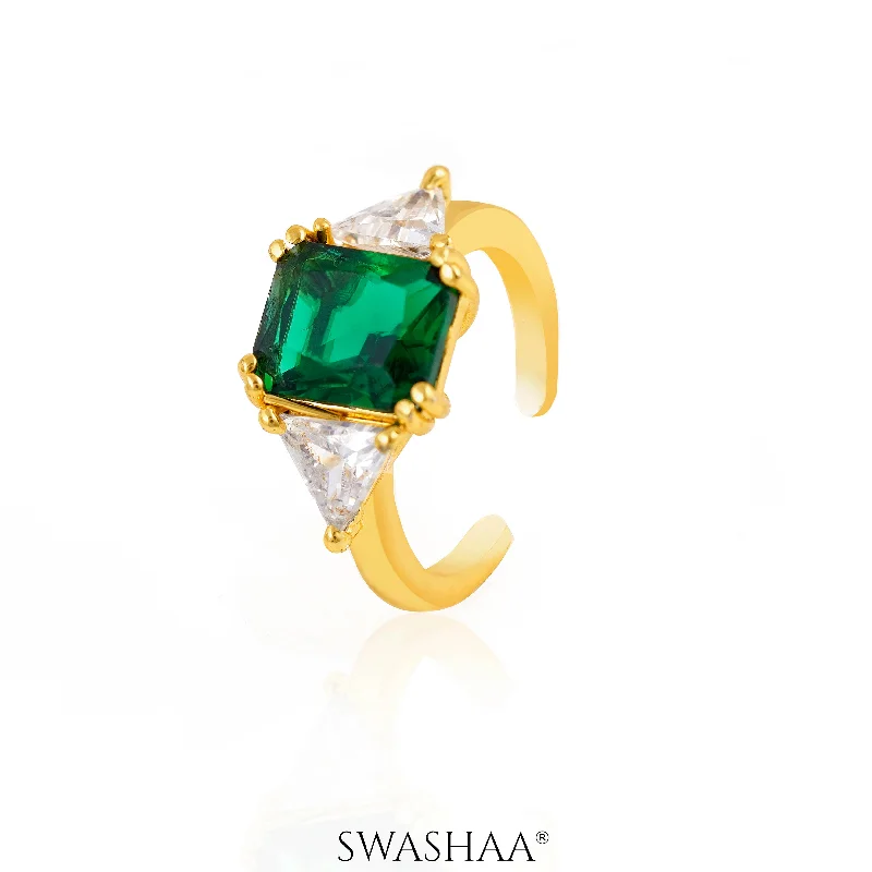 Women's Rings with Hidden Compartments for Secret KeepsakesTanaya Emarald 18K Gold Plated Ring Women's Rings with Hidden Compartments for Secret KeepsakesTanaya Emarald 18K Gold Plated Ring