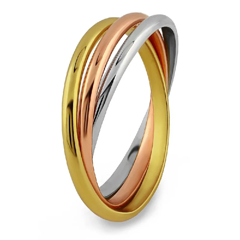 Puzzle rings with a heart - shaped centerpiece for romantics14K Solid Gold Tricolor THIN Rolling Ring - 3B3CTHIN Puzzle rings with a heart - shaped centerpiece for romantics14K Solid Gold Tricolor THIN Rolling Ring - 3B3CTHIN