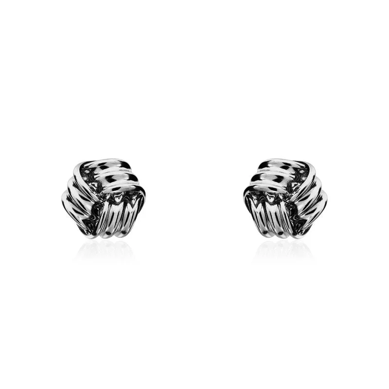 9ct White Gold 5mm Looped Knot Stud Earrings