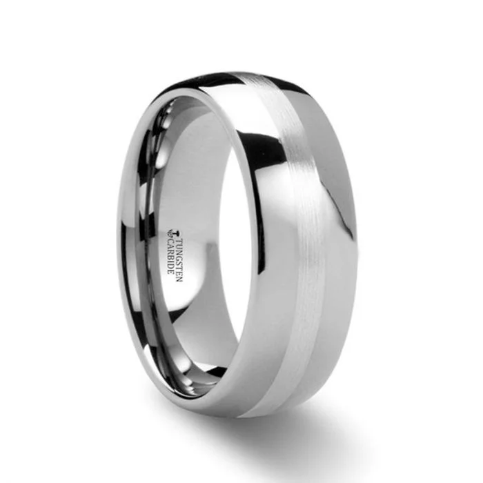 Men's ruby - adorned rings for a bold red colorALTHALOS Palladium Inlaid Domed Tungsten Ring Men's ruby - adorned rings for a bold red colorALTHALOS Palladium Inlaid Domed Tungsten Ring