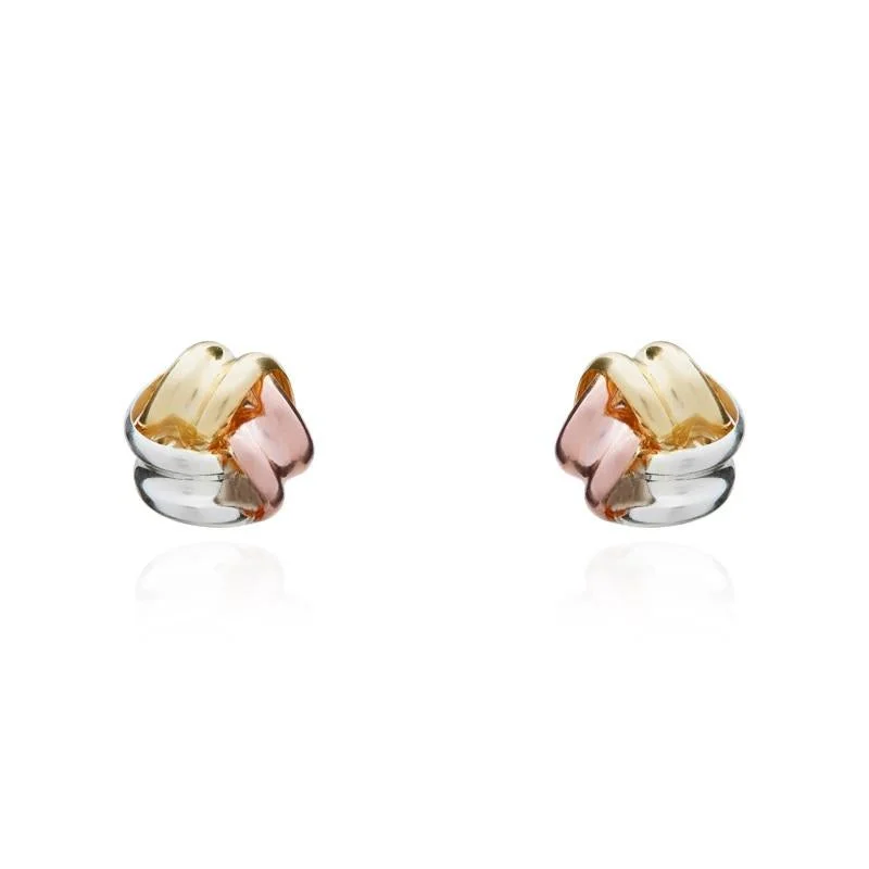 9ct Yellow Rose and White Gold 4.5mm Looped Knot Stud Earrings