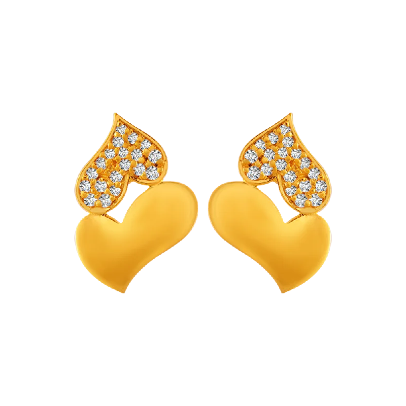 Cathedral - Style Women's Diamond Rings with a Raised Center Setting and Elaborate Metalwork22KT Yellow Gold And American Diamond Stud Earrings For Women Cathedral - Style Women's Diamond Rings with a Raised Center Setting and Elaborate Metalwork22KT Yellow Gold And American Diamond Stud Earrings For Women