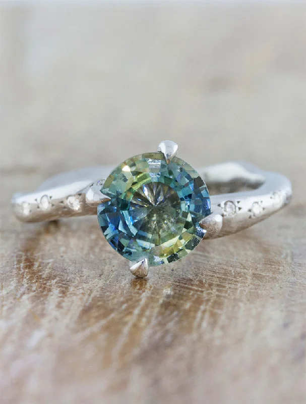 Men's Tourmaline Engagement Rings in 18K Two - Tone Gold with a Floral - Inspired SettingAurora Diamonds - Sapphire Men's Tourmaline Engagement Rings in 18K Two - Tone Gold with a Floral - Inspired SettingAurora Diamonds - Sapphire