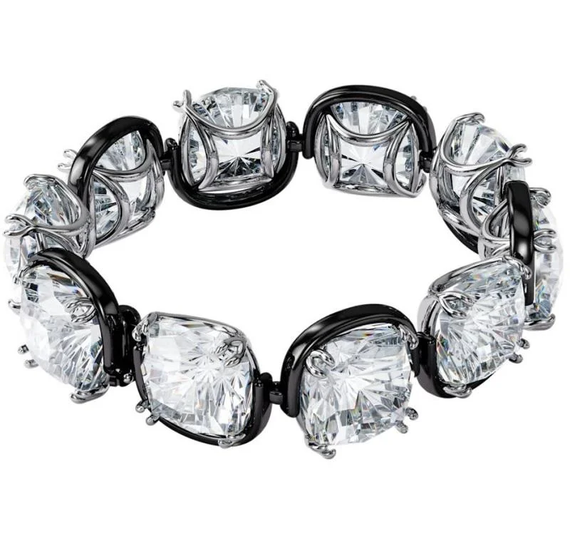 Swarovski Harmonia Cushion Cut White Crystal Mixed Metal Bracelet