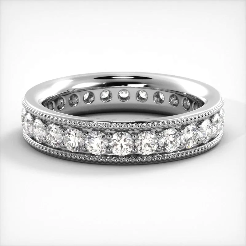 Channel - Set Women's Diamond Rings with Diamonds Securely Held in a Metal Groove for Durability1.73 ct. Round Diamond Milgrain Accent Wedding Band Channel - Set Women's Diamond Rings with Diamonds Securely Held in a Metal Groove for Durability1.73 ct. Round Diamond Milgrain Accent Wedding Band