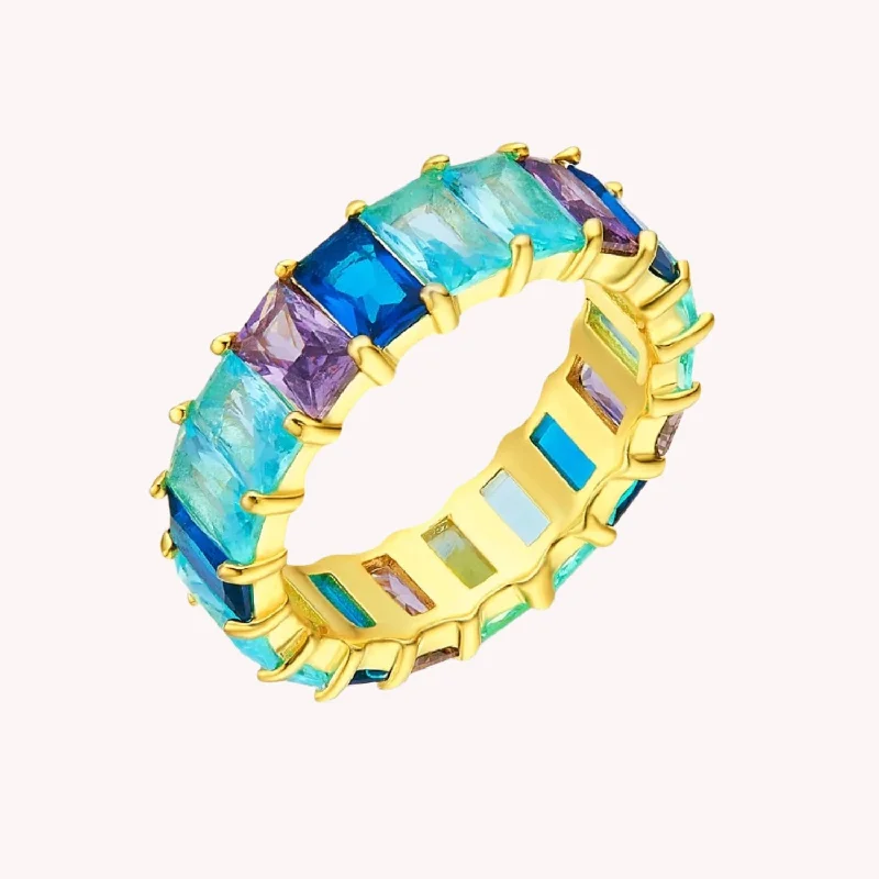 Pearl - Adorned Pinky Rings for an Elegant and Sophisticated LookEternity Shades of Blue Rainbow Ring Pearl - Adorned Pinky Rings for an Elegant and Sophisticated LookEternity Shades of Blue Rainbow Ring
