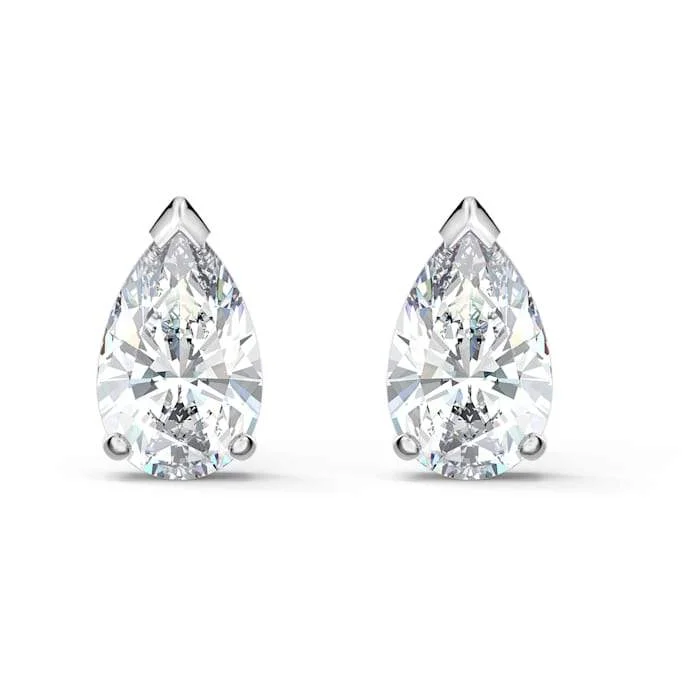 Swarovski Attract White Rhodium Plated Crystal Pear Stud Earrings D