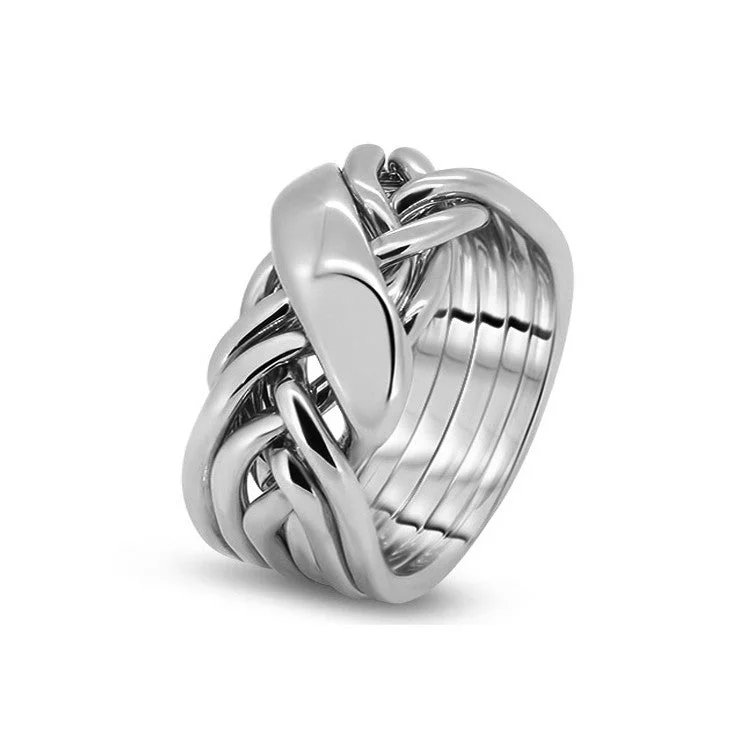 Puzzle rings with a turtle design for longevity and patienceMens Platinum 6WRD-M