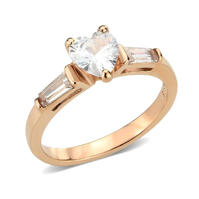 Emerald - set anniversary rings for a pop of colorCJ3829 Wholesale Women's Stainless Steel IP Rose Gold Clear AAA Grade CZ Heart Ring Emerald - set anniversary rings for a pop of colorCJ3829 Wholesale Women's Stainless Steel IP Rose Gold Clear AAA Grade CZ Heart Ring