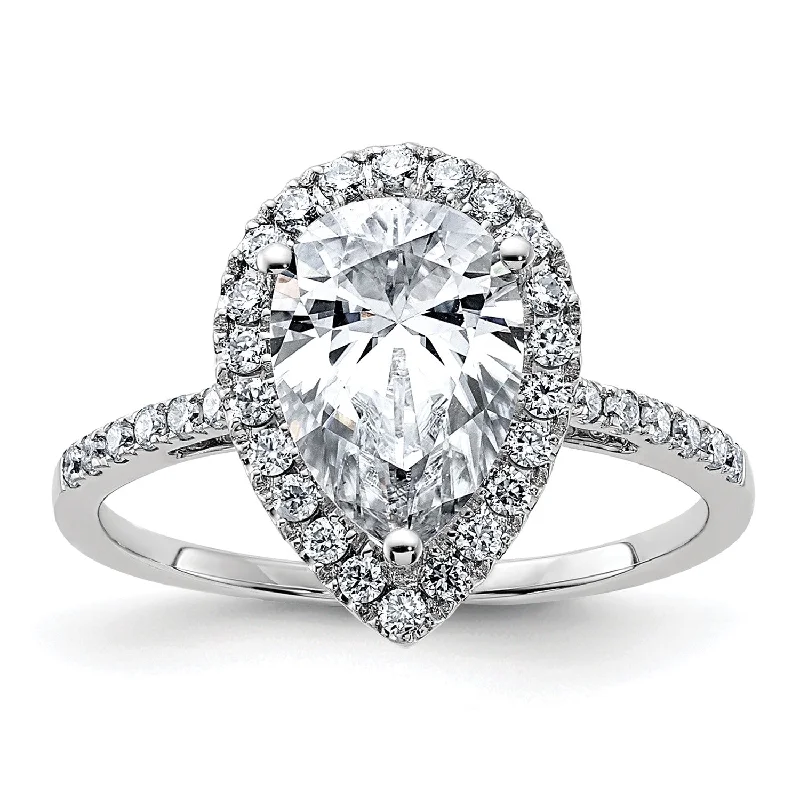 Men's Diamond Engagement Rings with Platinum Band and Halo Setting for a Luxury Proposal10X7MM Pear Moissanite Halo Engagement Ring in 14KT White Gold; Size 7 Men's Diamond Engagement Rings with Platinum Band and Halo Setting for a Luxury Proposal10X7MM Pear Moissanite Halo Engagement Ring in 14KT White Gold; Size 7