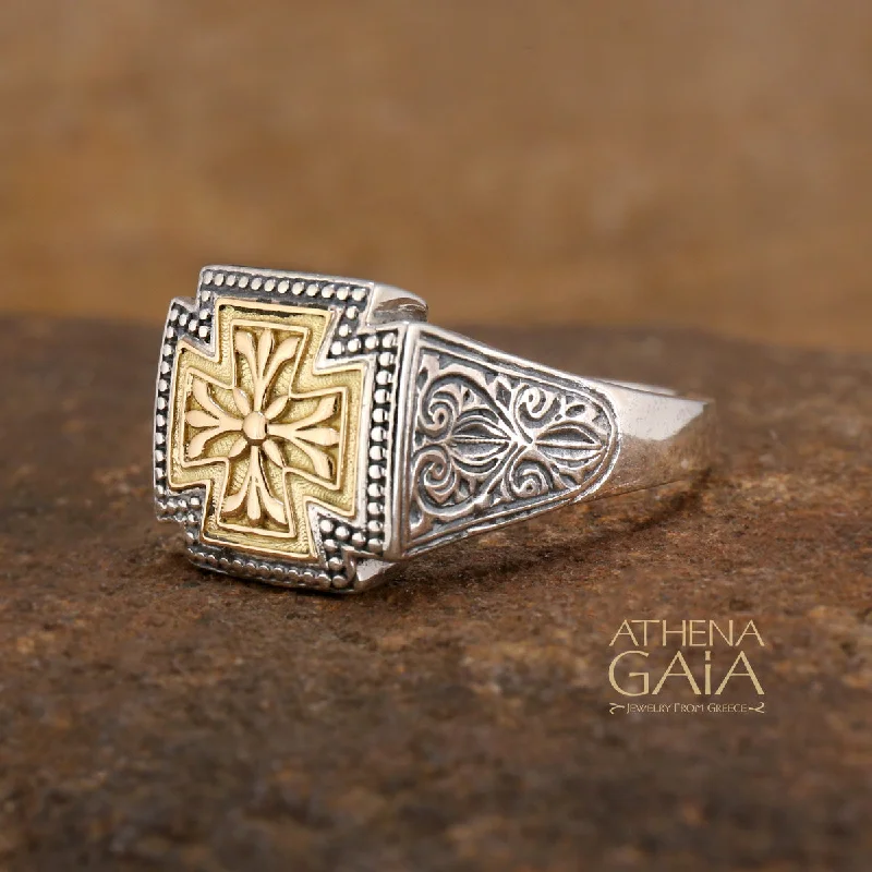 Interlocking Band Women's Rings in White Gold for a Modern DesignGerochristo Eastern Cross Ring Interlocking Band Women's Rings in White Gold for a Modern DesignGerochristo Eastern Cross Ring