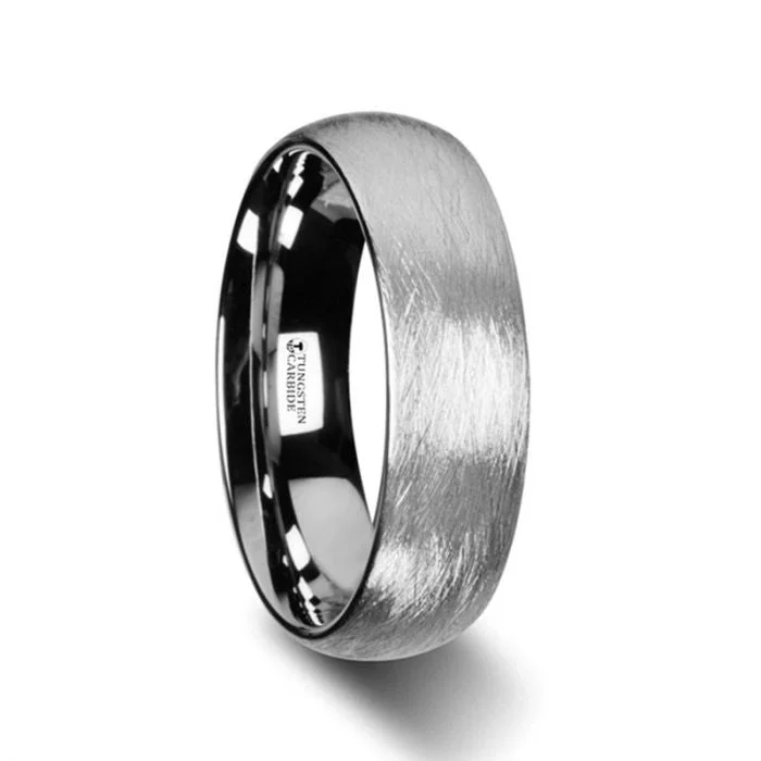 Men's magnetic rings for potential health benefitsBLACKWALD Domed Tungsten Carbide Ring with Wire Brushed Finish Design