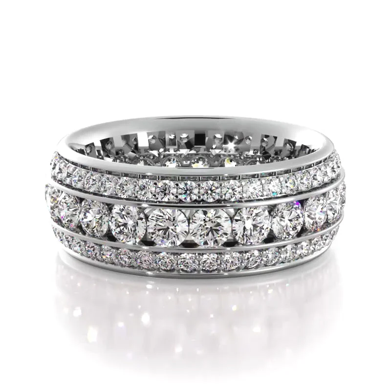 Cathedral - Style Women's Diamond Rings with a Raised Center Setting and Elaborate Metalwork2.72 ct. Round Diamond Eternity Wedding Band Cathedral - Style Women's Diamond Rings with a Raised Center Setting and Elaborate Metalwork2.72 ct. Round Diamond Eternity Wedding Band