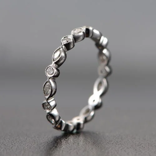 Anniversary rings with a diamond - and - moonstone combinationBezel-Set Marquise and Round Diamond Eternity Wedding Band Anniversary rings with a diamond - and - moonstone combinationBezel-Set Marquise and Round Diamond Eternity Wedding Band