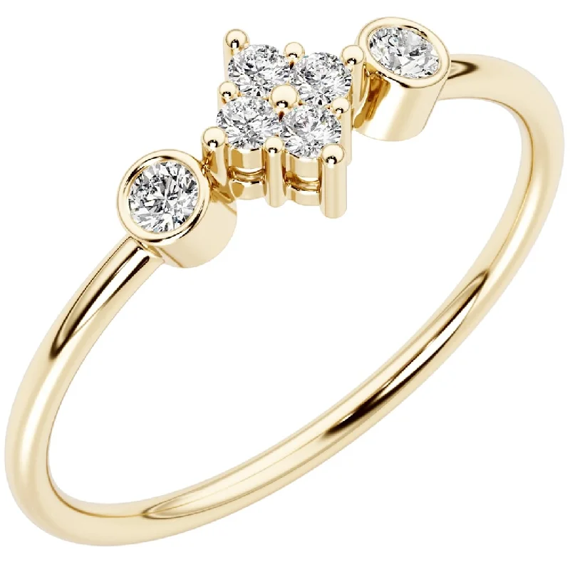 Halo - Style Women's Diamond Rings with a Center Diamond Surrounded by Smaller Diamonds in 18K Gold14k Gold Plated Sterling Silver Lab Diamond 1/7 ct Stacking Ring Band Halo - Style Women's Diamond Rings with a Center Diamond Surrounded by Smaller Diamonds in 18K Gold14k Gold Plated Sterling Silver Lab Diamond 1/7 ct Stacking Ring Band