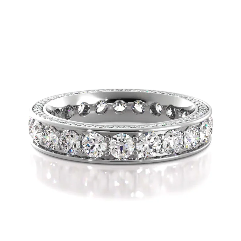 Women's Diamond Rings with Sapphire Accents in Blue for a Colorful and Sophisticated Touch2.39 ct. Round Diamond Eternity Wedding Band Women's Diamond Rings with Sapphire Accents in Blue for a Colorful and Sophisticated Touch2.39 ct. Round Diamond Eternity Wedding Band