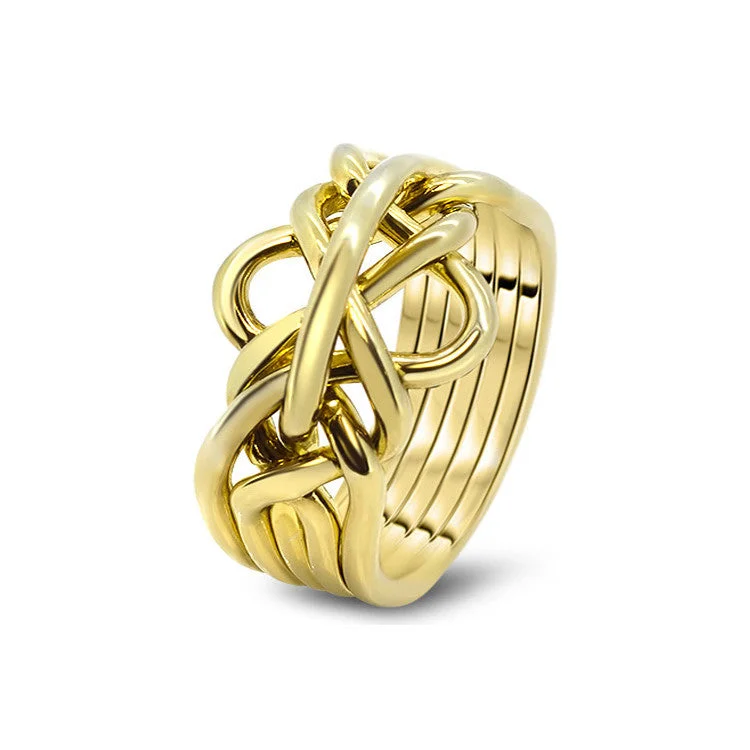 Puzzle rings with a fox design for a clever and charming lookMens Gold 5-M