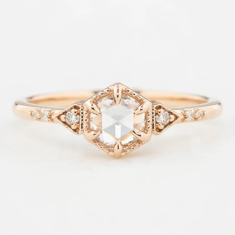 Pear - Shaped Women's Diamond Rings in Yellow Gold with a Single - Diamond Pendant LookAgatha Ring, 0.45ct Rose Cut Diamond, 14k Rose Gold (One of a kind) Pear - Shaped Women's Diamond Rings in Yellow Gold with a Single - Diamond Pendant LookAgatha Ring, 0.45ct Rose Cut Diamond, 14k Rose Gold (One of a kind)