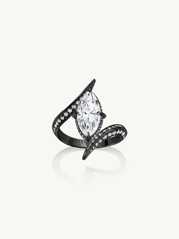 Stackable Gemstone Rings for Women in Amethyst, Sapphire, and EmeraldAyla Arabesque Engagement Ring With Marquise-Cut White Diamond & Pavé-Set Brilliant White Diamonds In 18K Blackened Gold Stackable Gemstone Rings for Women in Amethyst, Sapphire, and EmeraldAyla Arabesque Engagement Ring With Marquise-Cut White Diamond & Pavé-Set Brilliant White Diamonds In 18K Blackened Gold